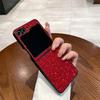 Luxury Sparkling Solid Color Back Cover for SamSung Galaxy Z Flip 8 6 5 4 3 Flip7 FE Sequin Shiny Hard PC Bling Lattice Case