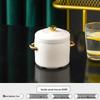 Lilang 750ml Ceramic Double-Boiler Stew Pot with Gold Rim
