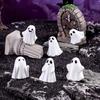 Piccole Sculture di Fantasmi in Resina 5 Pezzi Mini Figure, Fantasmini per Decorazione di Halloween, Accenti Decorativi per la Casa Gotica Ornamenti Spettrali Vasi a Gradini