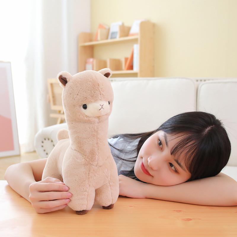Brown Cute White Alpaca Cartoon Plush Toy Pillow For Kid Gift And Room Decor