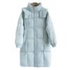 High-rise white duck down long down jacket women's 2024 new thickened hooded sweet warm loose meat cover over the knee