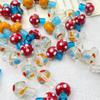 Glazed Handmade Mushroom Beads with Straight Holes - Irregular Polka Dot Design