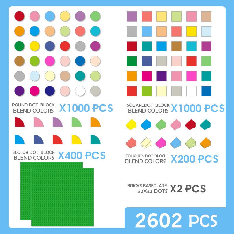 Children's Small Building Blocks 1/4 Circle Tile NEW 1x1 Dot Shaped Bulk Building Block Kids Educational Toy Sets 700-8800PCS