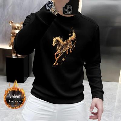 2025 Men's Trendy Round Neck Hoodie - Casual Spring/Autumn Style