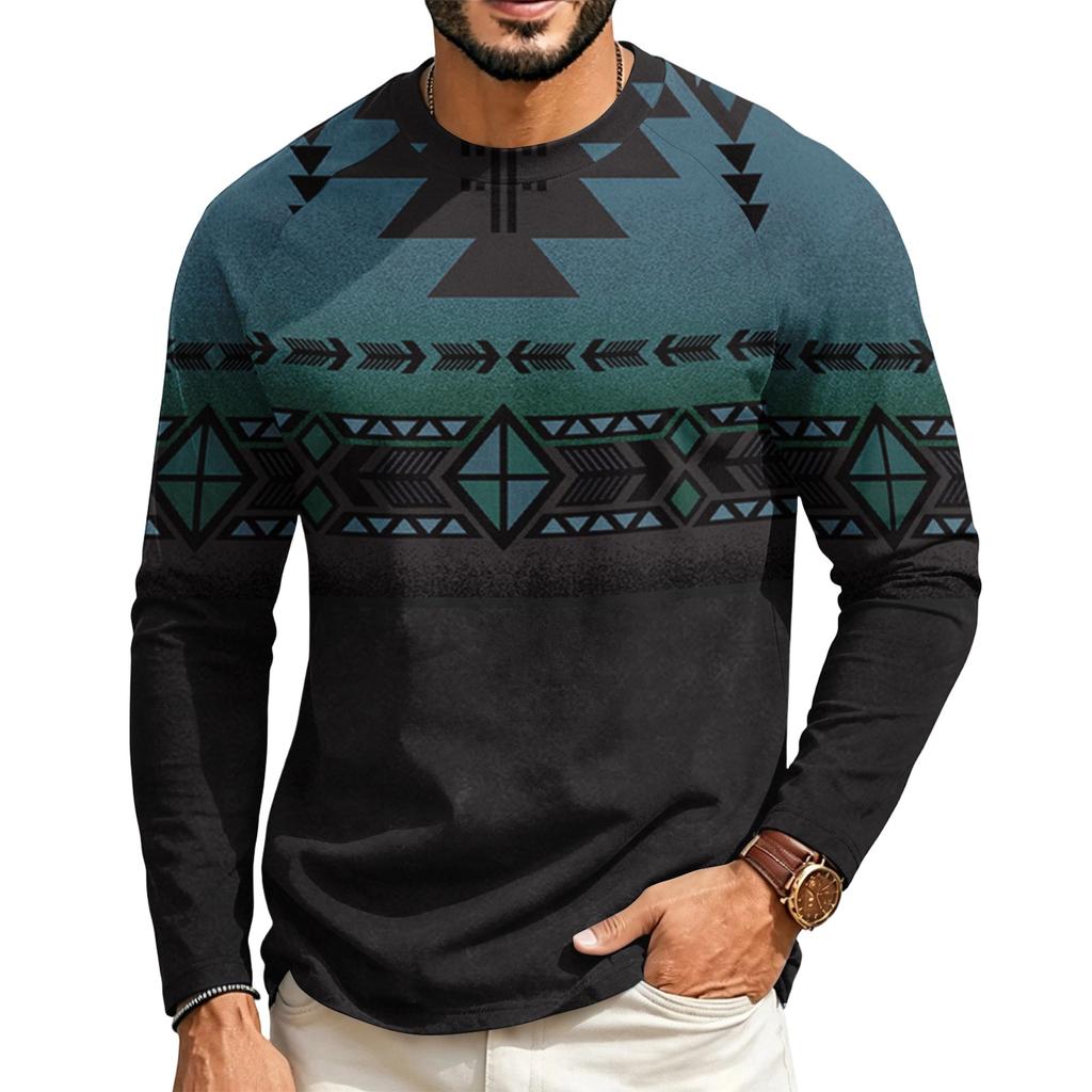 Men's Round Neck Raglan Long Sleeve Casual T-Shirt