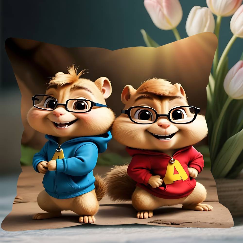 А-Элвин И Т-Бурундук-с Наволочка Съемная Моющаяся Наволочка – Всесезонный Мягкий Лен 12x12Inch