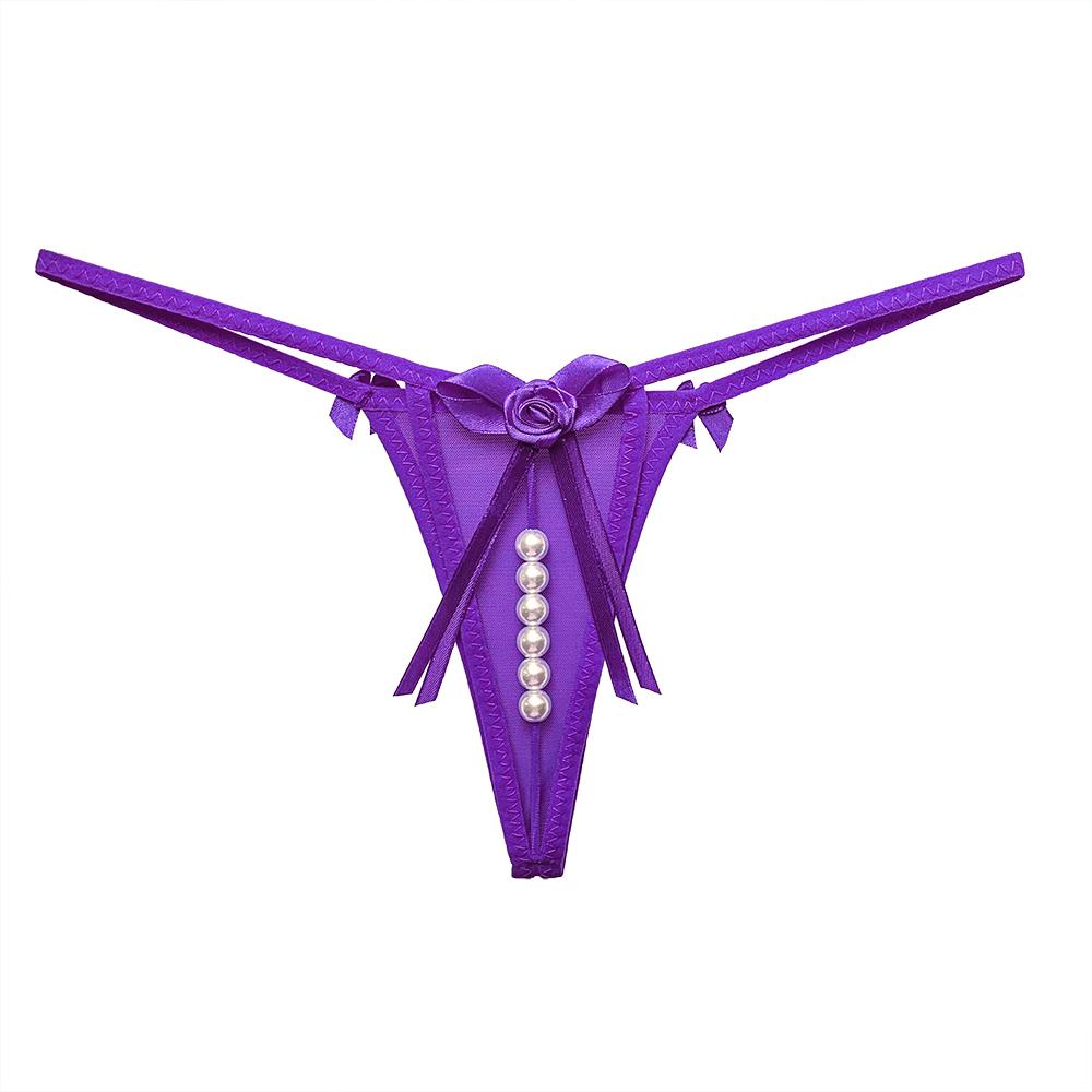 Sexy Bow Beading Lingerie Female Underwear Women's Panties Solid Low Waist G-string Thongs Ladies