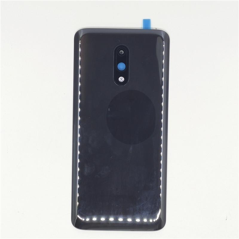 Стеклянная задняя крышка для OnePlus 7, крышка батарейного отсека, задняя панель корпуса со стикером-адгезивом для объектива камеры чёрный