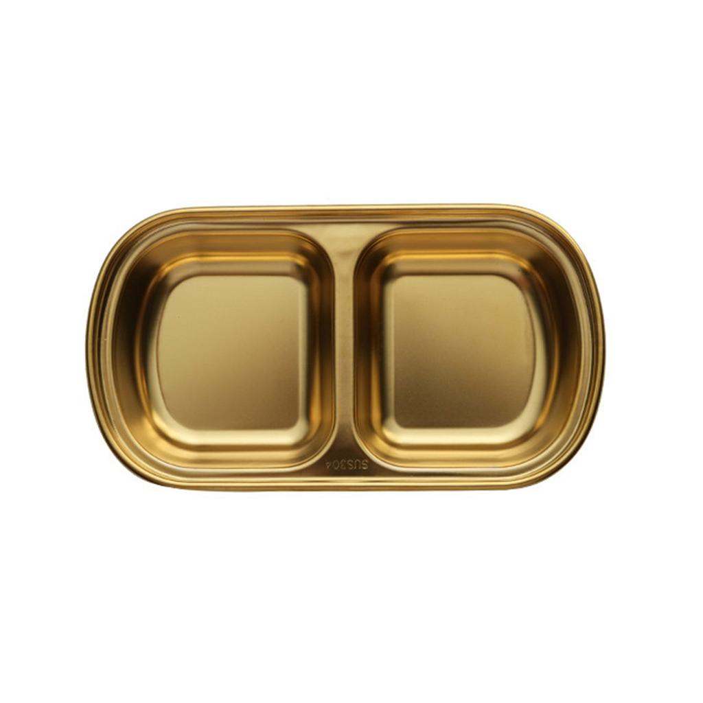 Stainless Steel Seasoning Dish Dipping Bowl Soy Sauce Dish Condiment Tray Square Barbecue Snack Plate Kitchen Tableware