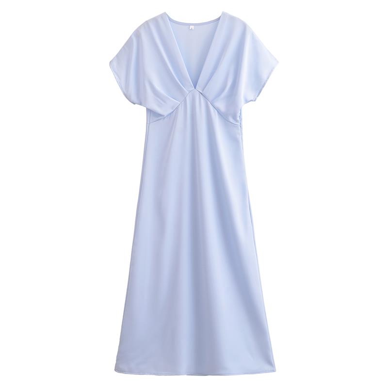 Dámské nové šaty Léto Elegantní Móda Slim V-výstřih Street Dovolená Dlouhé šaty Mladé ženy Šik Pohodlné šaty