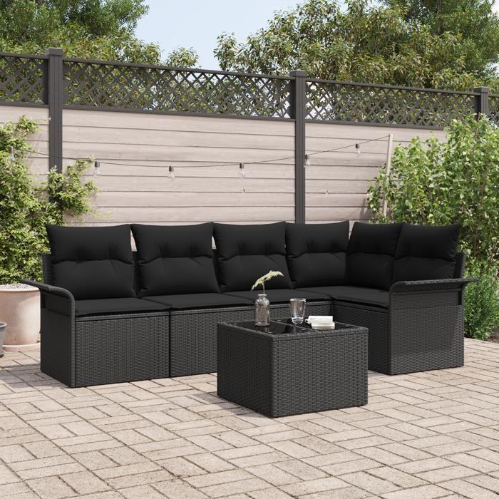 VidaXL Ensemble de canapé de jardin 6 pièces avec coussins Beige en Rotin 3354042