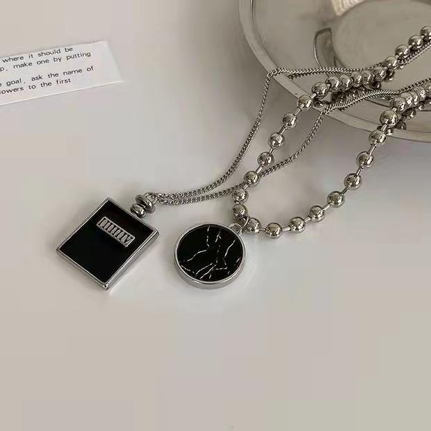 Hip Hop Double Stacked Necklace Women'S Tide Sweater Chain Men'S And Women'S Long Collarbone Chain Perfume Bottle Pendant