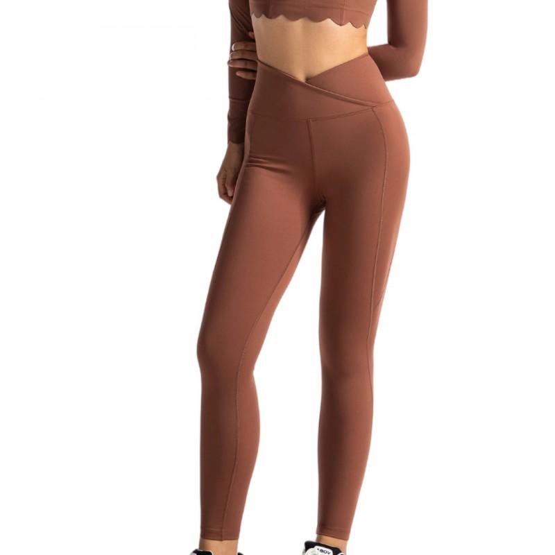 Womens High Waist V-Cut Yoga Leggings 9/10 Length Compression Fitness Pants Gym Running Cycling Outdoor
