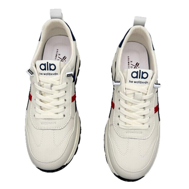 Zapatillas de Cuero Genuino para Hombre Estilo Primavera - Ligeras, Versátiles, Blancas, Deportivas Casuales
