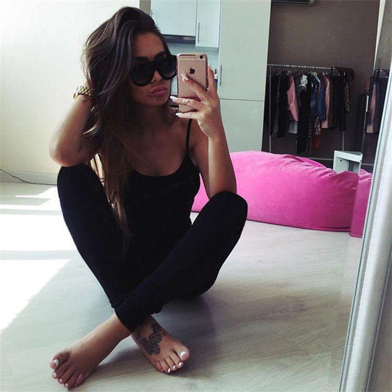 

Sexy Sleeveless Seamless O-Neck Jumpsuit Sexy Sleeveless Open Back Collar Jumpsuits Black S