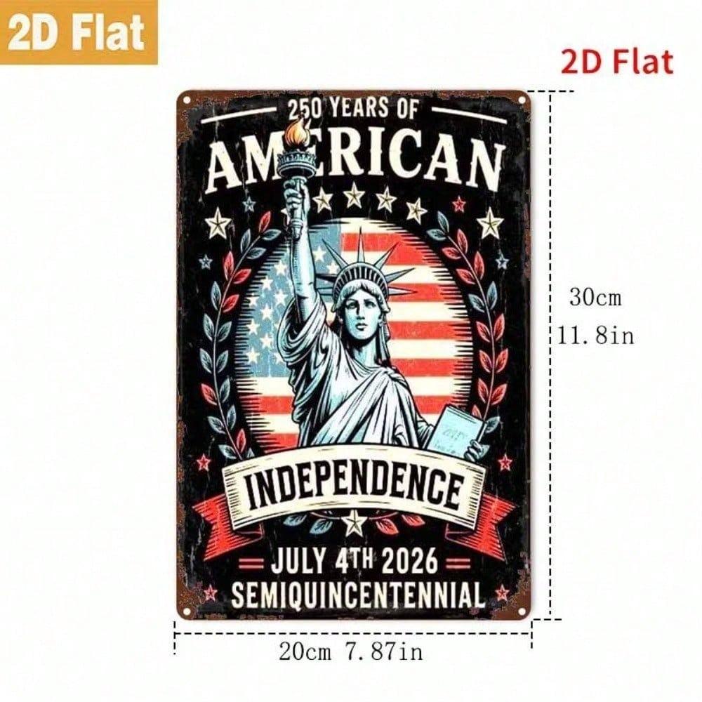 250th American Independence Metal Sign Statue Liberty US Flag Wall Art Rustic Patriotic Home Decor