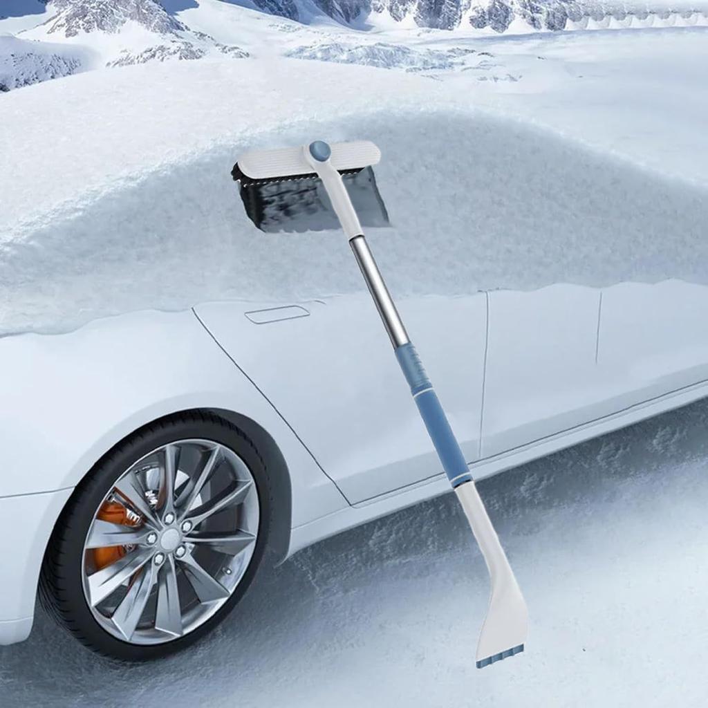3 In 1 Snow Brush and Ice Scraper for Car Windshield Extendable Snow Removal 360° Pivoting Vehicle Winter Shovel Brush Snow Scraper with Long Handle