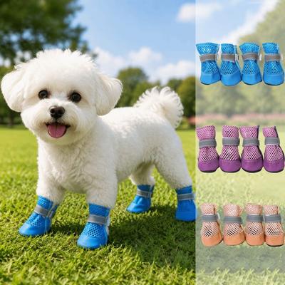 4PCS/SET Non-Slip Dog Sneakers Breathable Pet Paw Protector Comfortable Dog Foot Covers  Outdoor Use