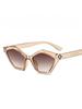 Geometric Cat Eye Sunglasses For Women Tortoiseshell Frame UV400 Protection Trendy Narrow Shades For Ladies Street Style KJ116