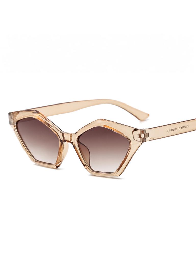 Geometric Cat Eye Sunglasses For Women Tortoiseshell Frame UV400 Protection Trendy Narrow Shades For Ladies Street Style KJ116
