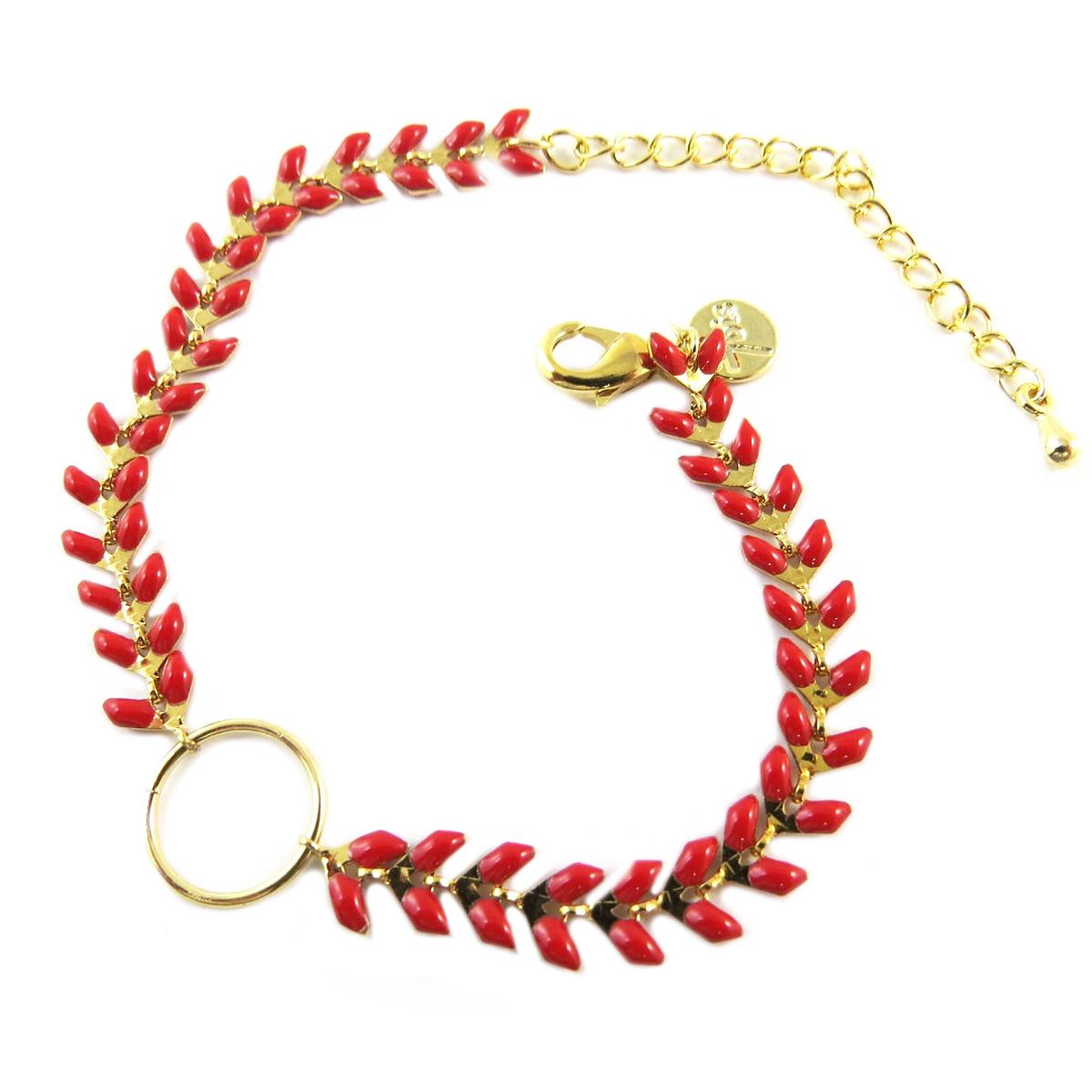 

7bis [Q1445] - Браслет Artisan Boho золотисто-красный (колос) - 16 см 6 мм