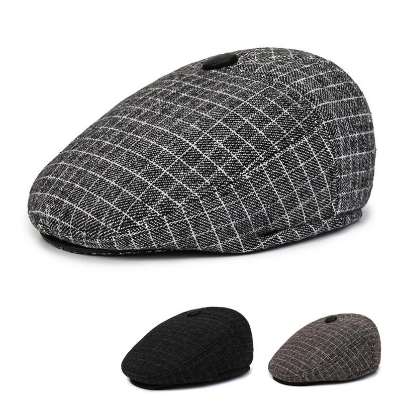 Stylish And Warm Winter Woolen Mens Cap With Ear Protection For Elderly Gentlemen