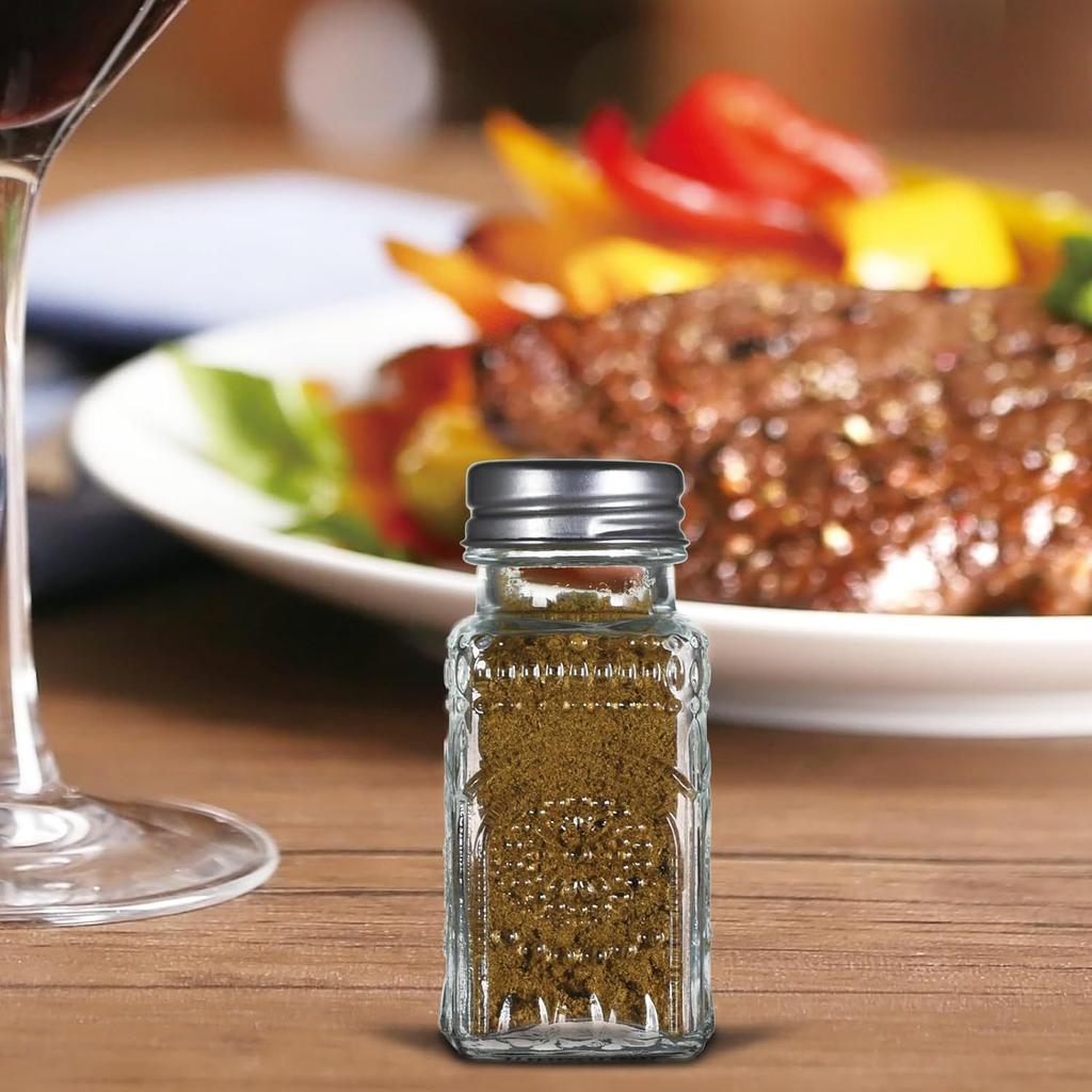 Set of 2 Vintage Glass Shakers for Salt and Pepper, Featuring A Glass Base and Stainless Steel Lid, Ideal for Kitchen Use, Dining Tables, Rvs, Camping