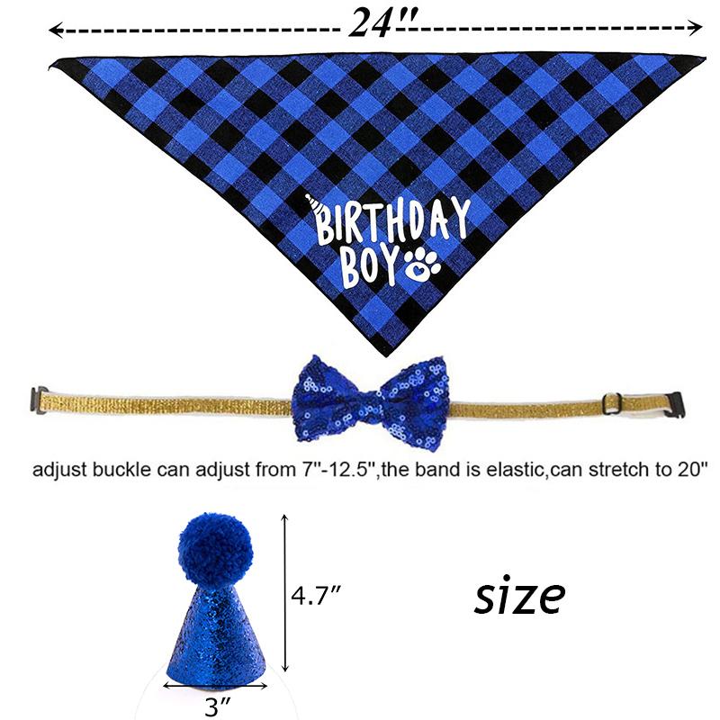 Dog Birthday Party Supplies Bandana Scarf Shiny Dog Crown Hat Pet Bow Collar Set of Include 0-8 Figures Pet Adorable Clothing Accessori