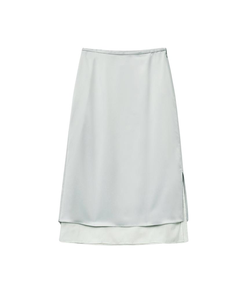 Iolo Satin Layered Skirt_Silver