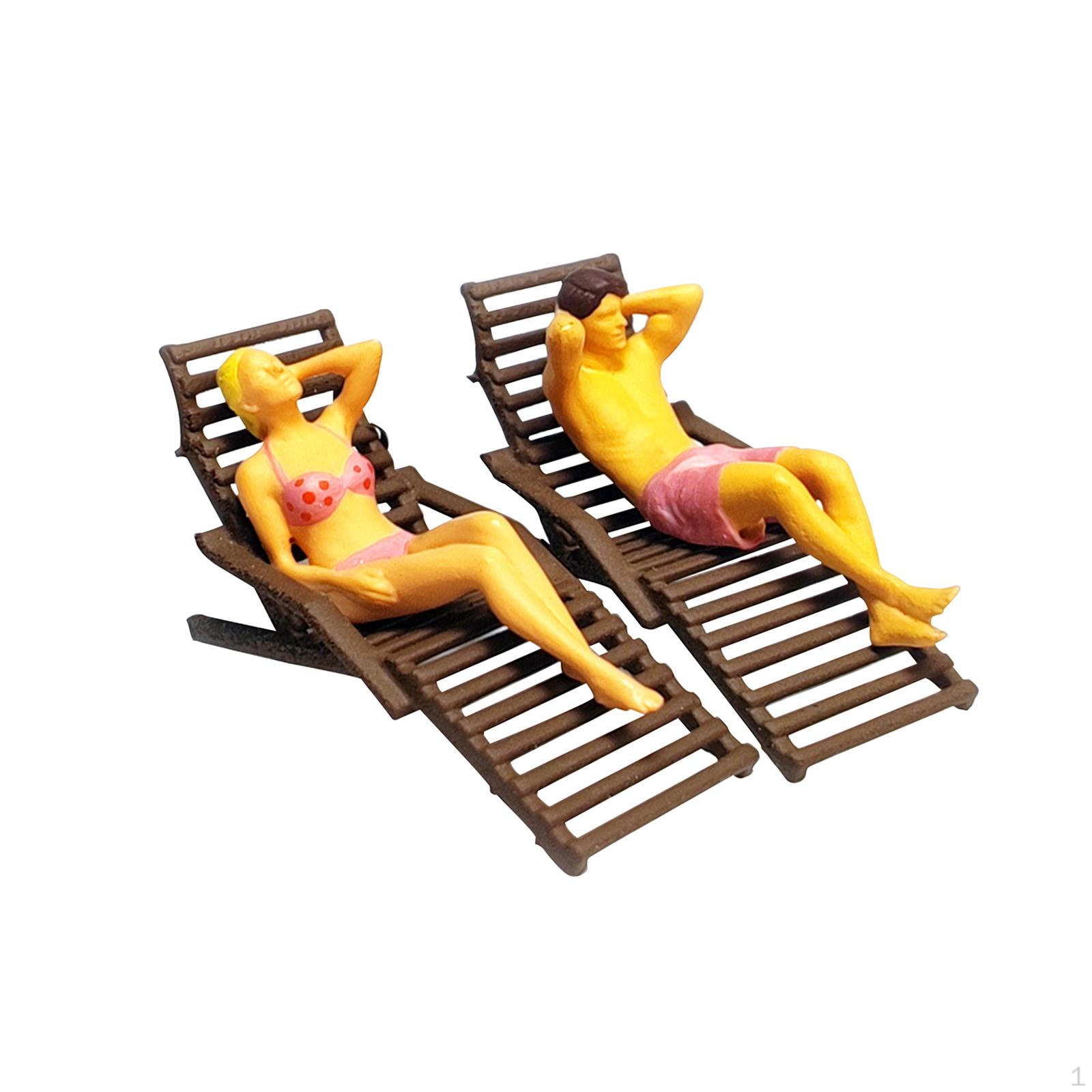 

1:87 масштаб пляжный стул миниатюрная модель, кресло-реклайнер Longue сцена из смолы для коллекций диорама чёрный