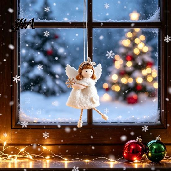 Nordic Style Holiday Decor Christmas Plush Doll Ornament, Xmas Tree Decorative Angel Easy Hanging Ornament Pendant for Tree, Winter Home Party