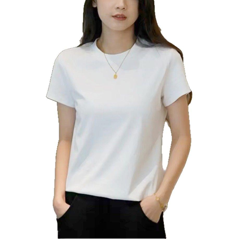Women's Elegant Round Neck Short Sleeve Textured Solid Color T-shirt - High Stretch and Versatile Summer Top
