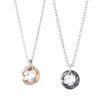 THE KISS Disney Collection Mickey Silver Pair Necklace Set of 2 DI-SN728CZ-729CZ - 40cm & 50cm Matching Necklaces for Couples