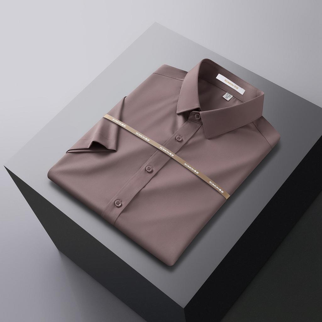 Summer New Bamboo Fiber Shirt Men's Short-sleeved Slim-fitting Non-iron Business Formal Wear Professional Work Clothes Suit White Shirt