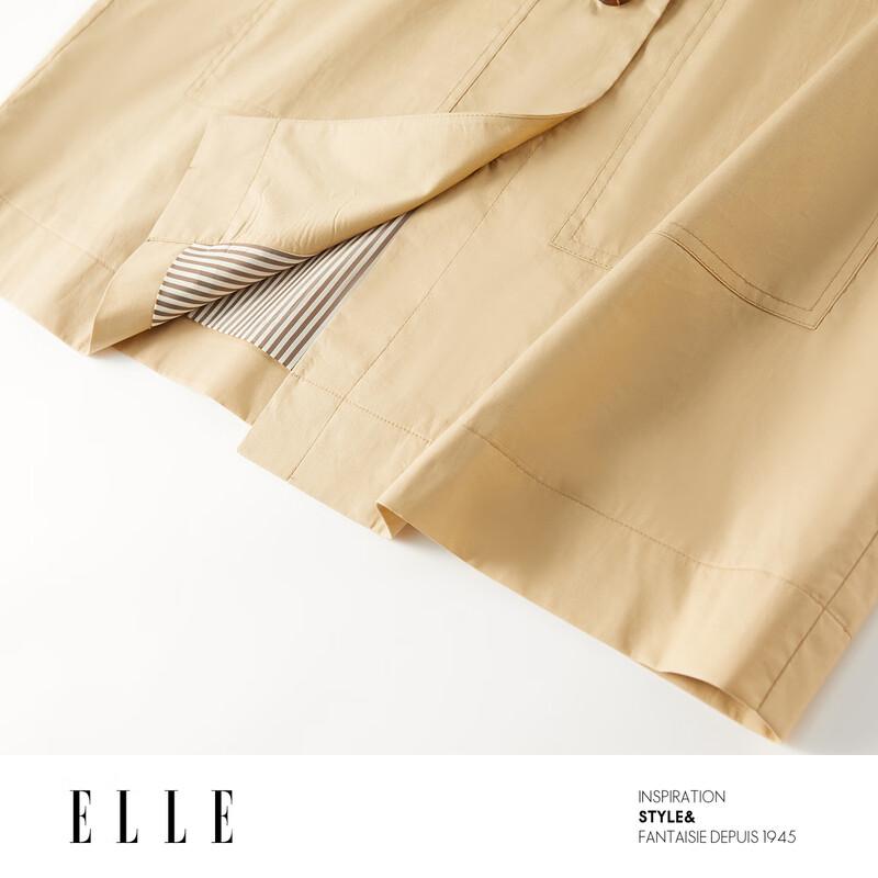 ELLE French Contrast Mid-Length Trench Coat