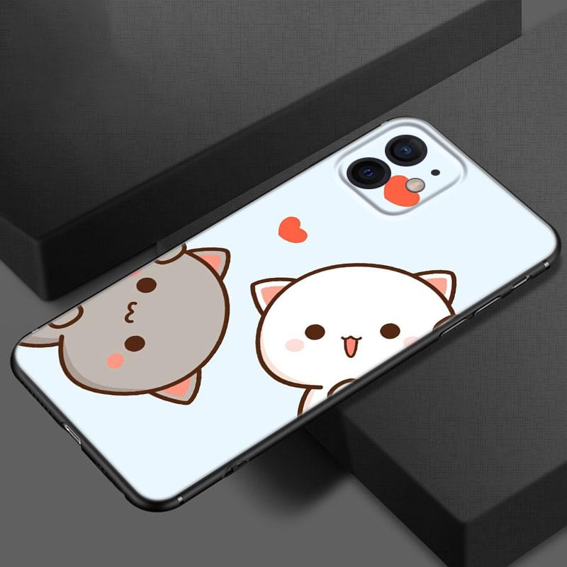 Funny Cartoon Cat Phone Case For Apple iPhone 13 12 Mini 11 Pro XS Max X XR 8 7 6S 6 Plus SE 2020 5S 5 Soft TPU Black Cover