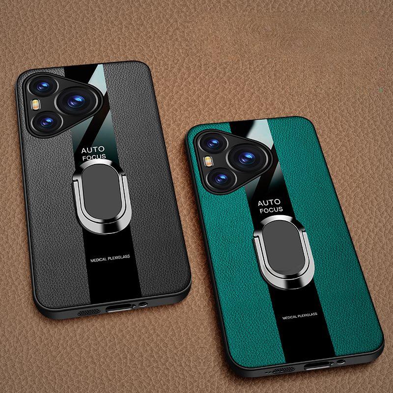 For Huawei Pura 70 Pro Magnetic Ring Stand Cover For Huawei P70 Ultra PU Leather Soft Silicone Shockproof Cover Bumper