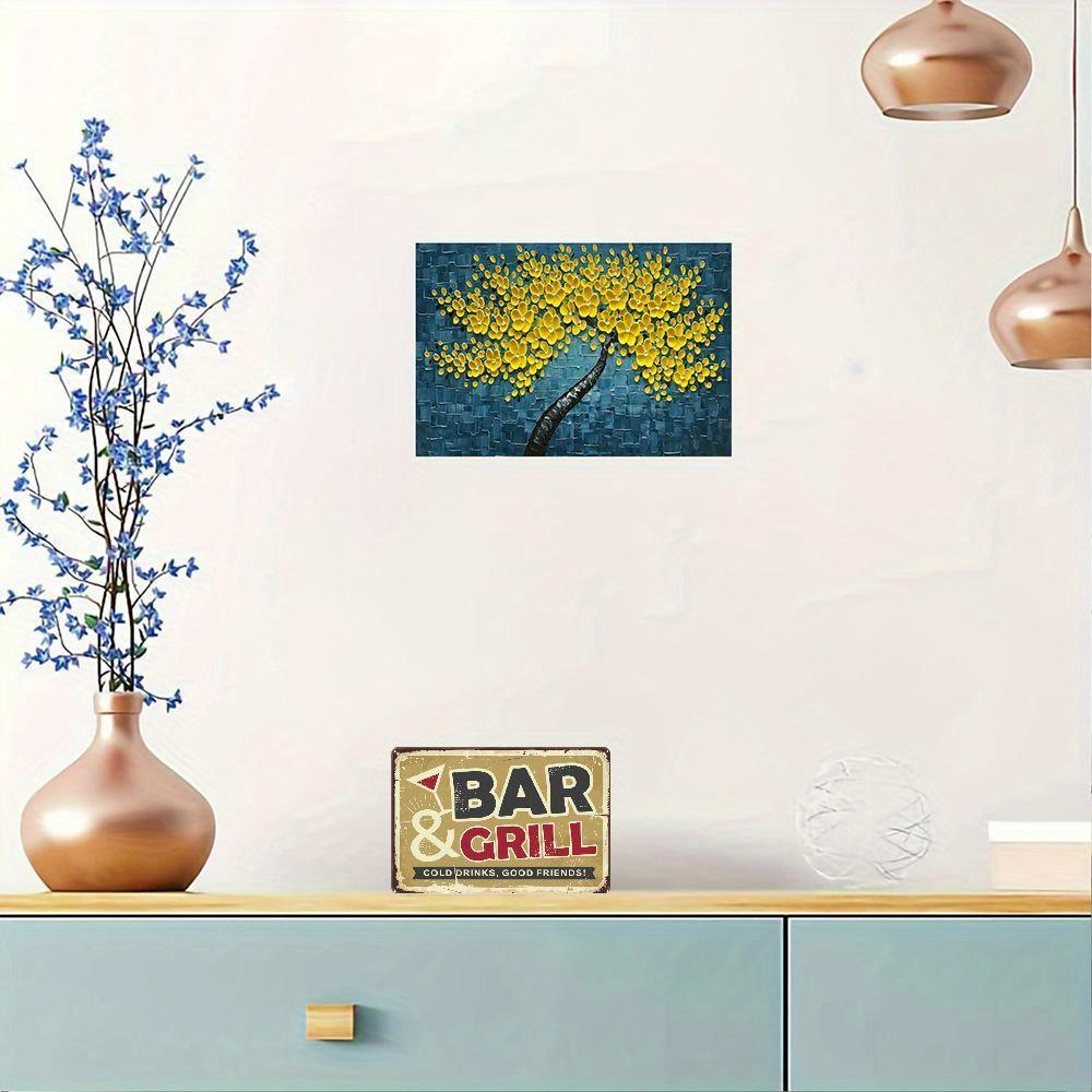 2D Flat Wooden 30*20cm 1pc Vintage "Bar & Grill" Sign - Rustic Wall Decor Plaque, Perfect for Home Bar, Kitchen, or Bedroom - Easy To Hang, No Power
