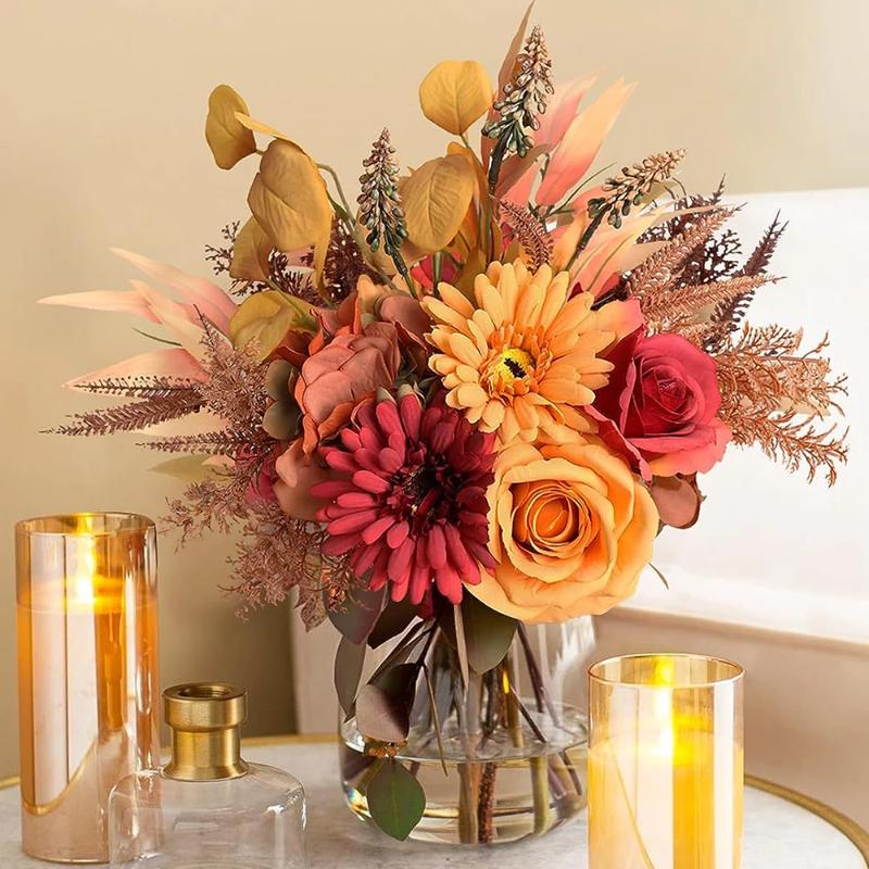 1PCS Boho Terracotta Bouquets Room Decor DIY Silk Artificial Flower Bridal Bouquet for Rustic Wedding Home Floral Centerpieces