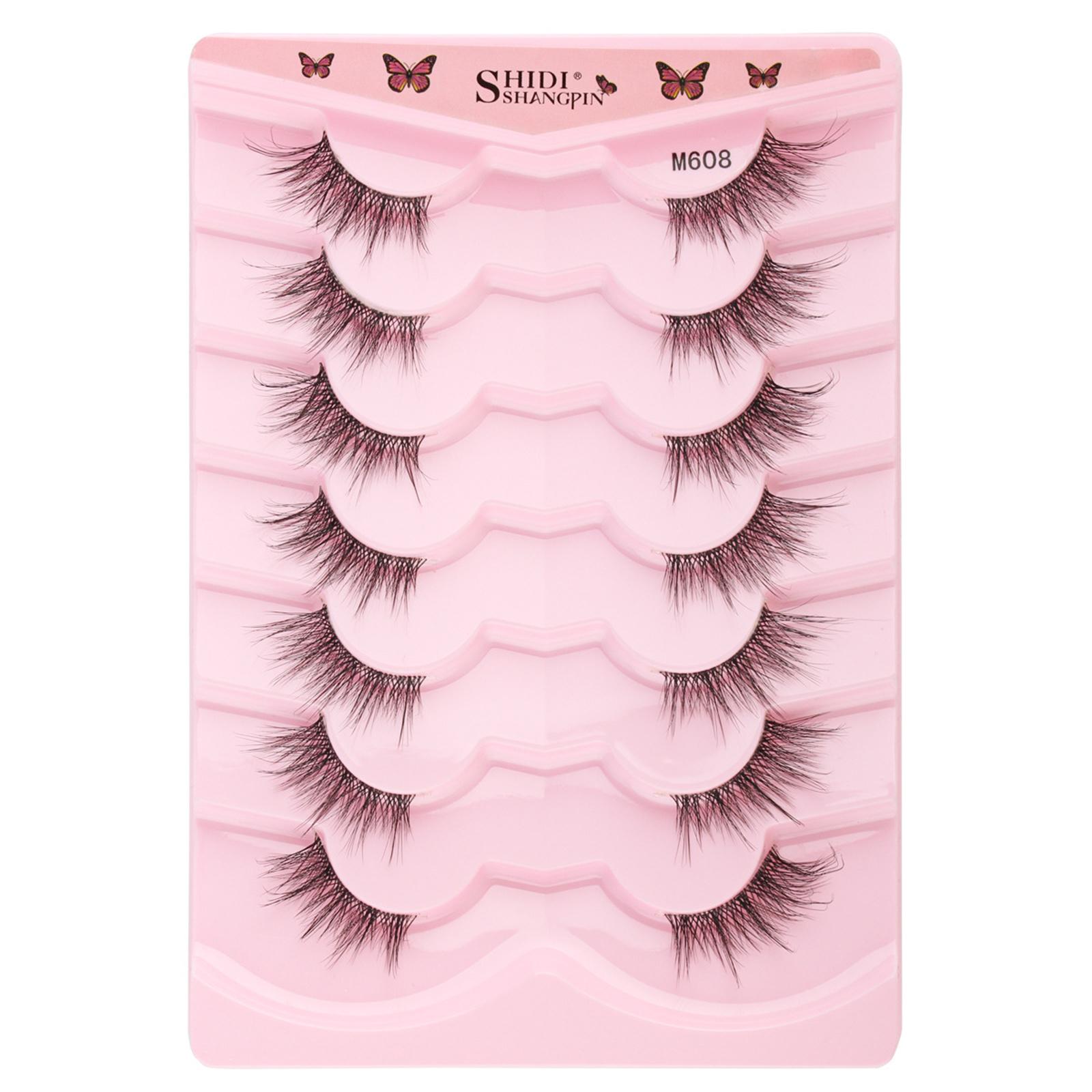 

7 пар полуресниц с прозрачной полоской, тонкие ресницы, естественный вид, 3D-ресницы, короткие накладные ресницы «кошачий глаз» H