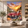 Sunset Drive Snoopy Cartoon Theme Beach Towel Personalized Custom Name & Text Soft Quick Dry Beach Towel for Swimming Travel