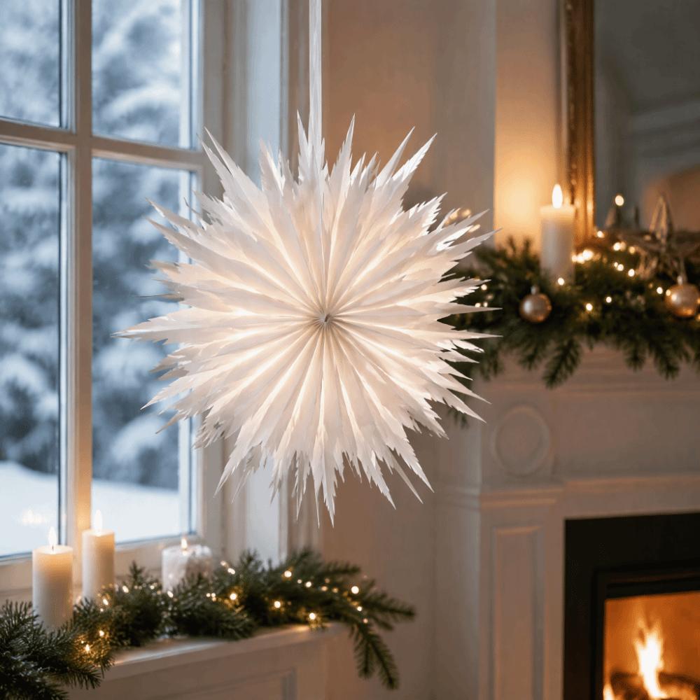 Dreidimensionale Papierflocke Weiße Winterdekoration Weihnachtsdekoration Winter-Thema