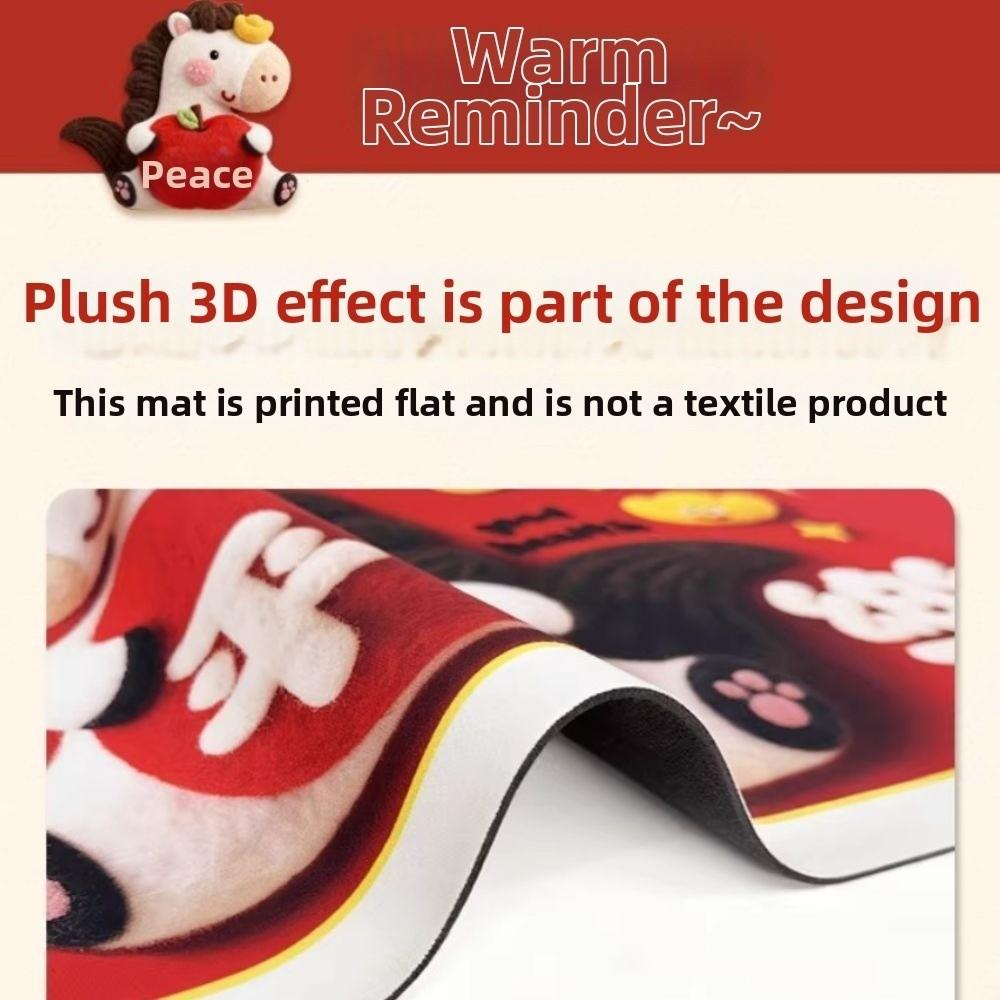 Red Year of The Horse Door Mat Non-slip Soft Pony New Year Floor Mat Water Absorption Blessing Words Carpet Entrance Mat