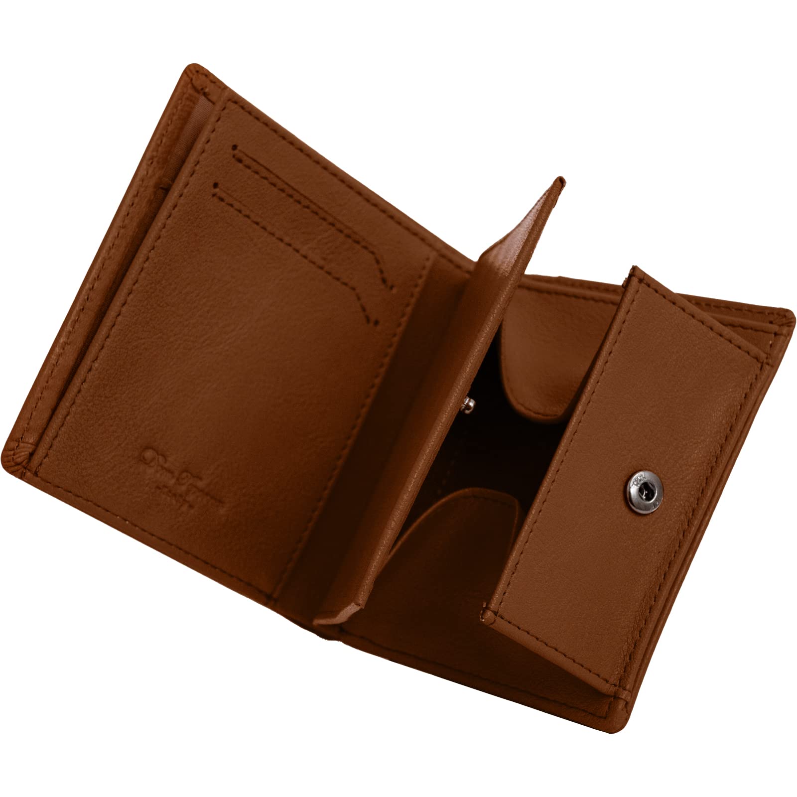 

[Dom Teporna] Men s Bi-fold Wallet, Smart Italian Leather, Soft Genuine Leather, Multiple Pockets, Small, Compact, Slim, Business, Dark Brown