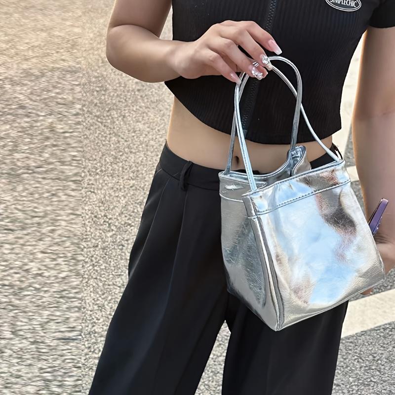 Eimertasche für Damen modische und einfache Lunchbox-Tasche, Nischen-Textur im westlichen Stil, kleine Handtasche