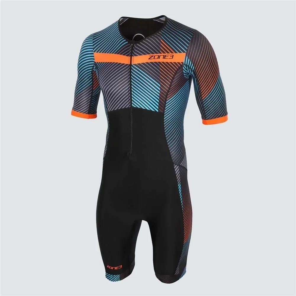 Zone3 Nový styl Pánský triatlonový oblek Závodní oblek na triatlon Aerodynamický overal Ropa Ciclismo Hombre Cyklistický skinsuit Plavecké a běžecké oblečení
