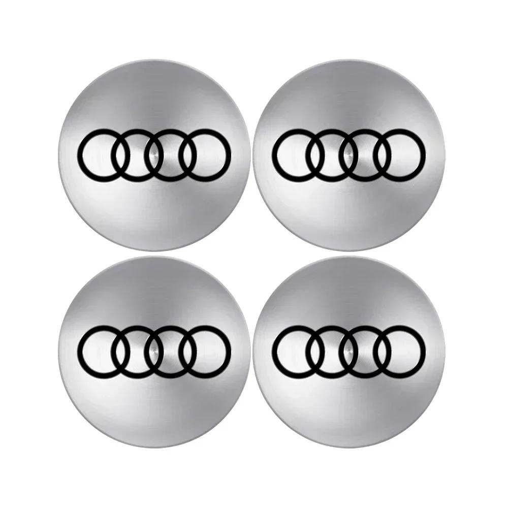 4PCS 65mm Automobile Hub Center Cover Sticker Is Suitable for Audi ABT A3A4A5Q2 Q7 RSTT Hub Aluminum Alloy Modification Sticker.