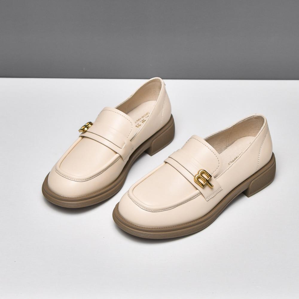 

Женские весенне-осенние туфли-лоферы в британском стиле на толстой подошве для поездок на работу 39 бежевый