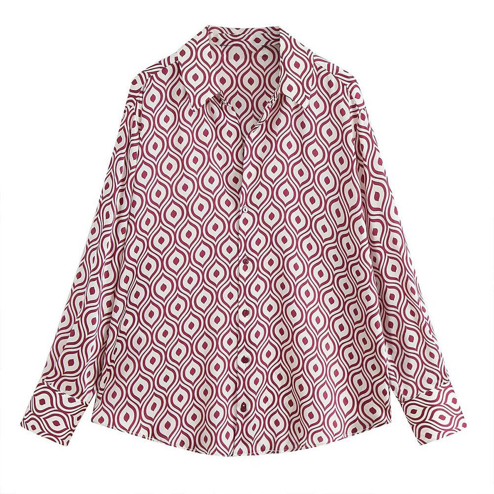 

TAOP&ZA Women s Geometric Print Long Sleeve Shirt (Spring/Summer) Large разноцветный