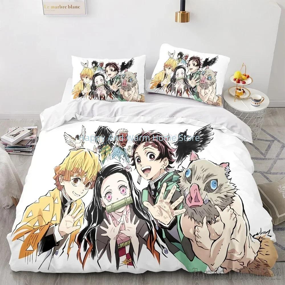 Demon Slayer Agatsuma Zenitsu Duvet Cover Set HD Comforter Cover for Boys Bedding Sets Bedclothes Bedroom Decor